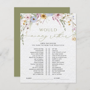 Boho Watercolor Wildflowers Baby Shower Game