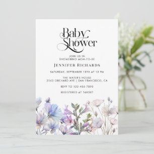 Boho Watercolor Wildflowers Baby Shower Invitation