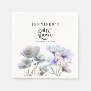 Boho Watercolor Wildflowers Baby Shower Napkin
