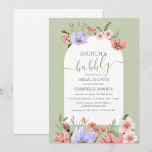 Boho Watercolor Wildflowers Bridal Shower Invitation