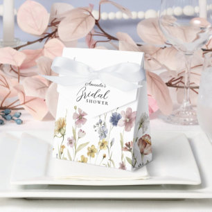 Boho Watercolor Wildflowers Floral Bridal Shower Favor Box