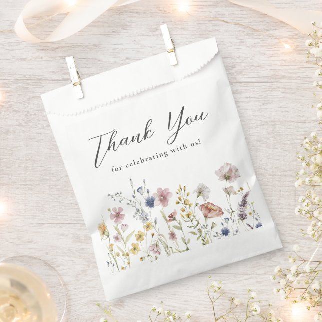 Boho Watercolor Wildflowers Floral Bridal Shower Favour Bag (Clipped)