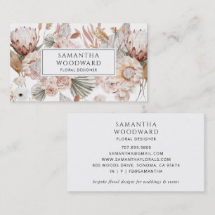 Boho Watercolor Wildflowers Floral Designer Business Card