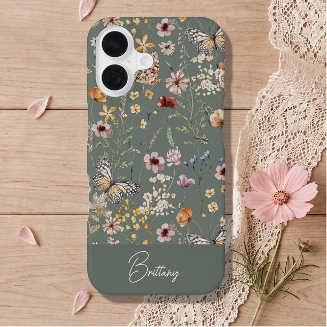 Boho Watercolor Wildflowers iPhone 16  Case (Creator Uploaded)