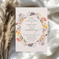 Boho watercolor wildflowers wreath earthy
