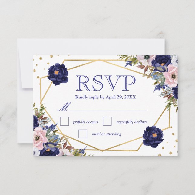 Boho Watercolor Winter Flowers Wedding Carte RSVP (Devant)