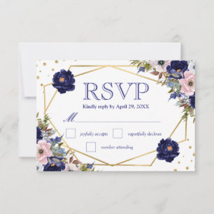 Boho Watercolor Winter Flowers Wedding Carte RSVP