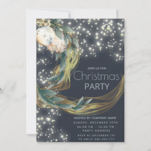 Boho watercolor winter greenery modern Christmas Invitation