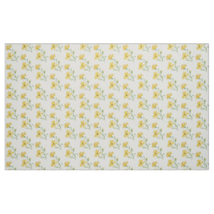 Boho Watercolor Yellow Floral Pattern Fabric