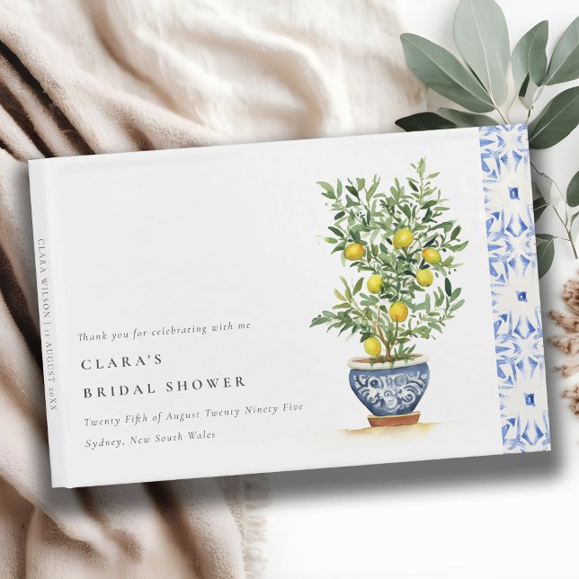 Boho Watercolor Yellow Lemon Tree Bridal Shower Guest Book (Creator Uploaded)