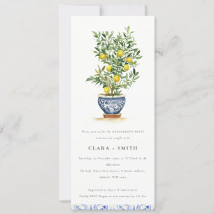 Boho Watercolor Yellow Lemon Tree Engagement Invitation