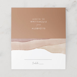 Boho Watercolour Abstract   Caramel Mocha Folded Place Card