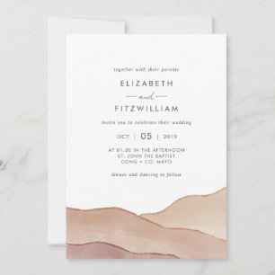 Boho Watercolour Abstract Front and Back Wedding Invitation