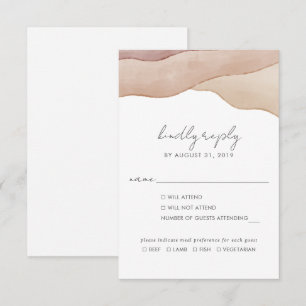 Boho Watercolour Abstract Meal Choice Wedding RSVP Card