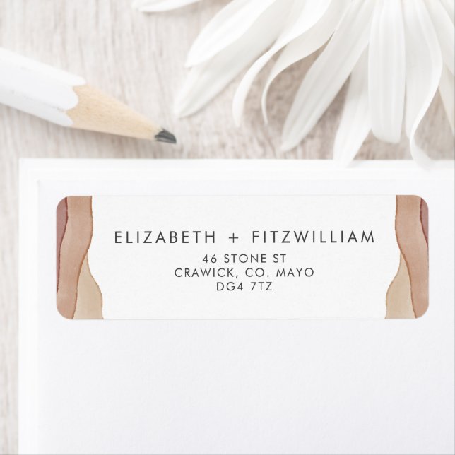 Boho Watercolour Abstract 𝄅 Return Address Label (Insitu)