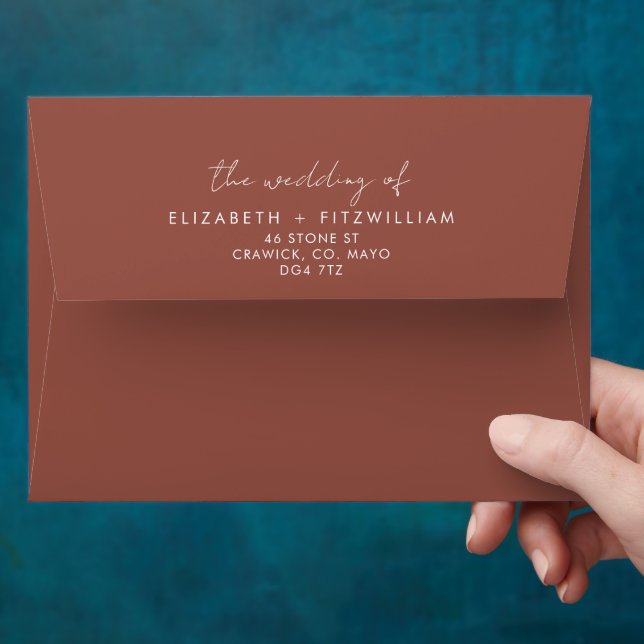 Boho Watercolour Abstract | Rust Maple Wedding  Envelope (Hand)