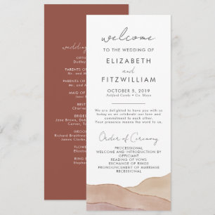Boho Watercolour Abstract   Rust Maple Wedding  Program