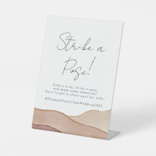 Boho Watercolour Abstract Strike A Pose Wedding Pedestal Sign