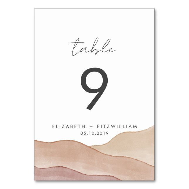 Boho Watercolour Abstract |  Table Number (Front)