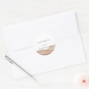 Boho Watercolour Abstract   Wedding Envelopes Classic Round Sticker