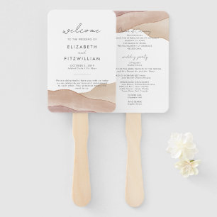 Boho Watercolour Abstract Wedding Program Hand Fan