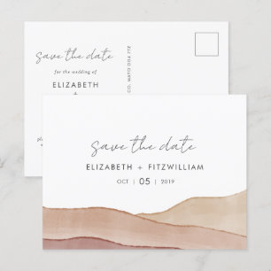 Boho Watercolour Abstract Wedding Save The Date Postcard