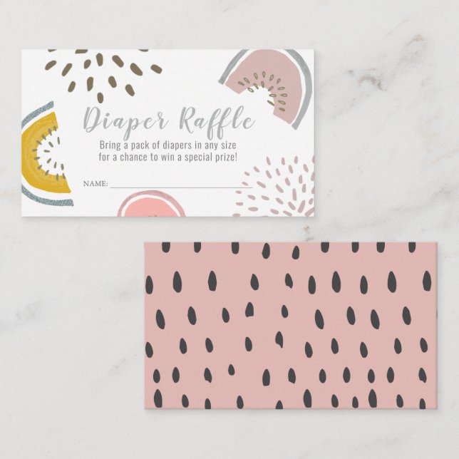 Boho Watermelon Baby Shower Diaper Raffle Enclosure Card (Front/Back)