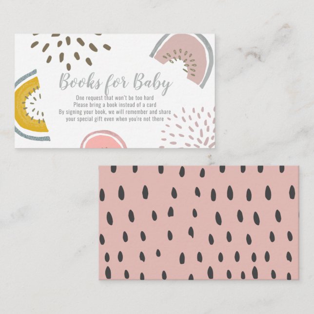 Boho Watermelon Books for Baby Shower Enclosure Card (Front/Back)