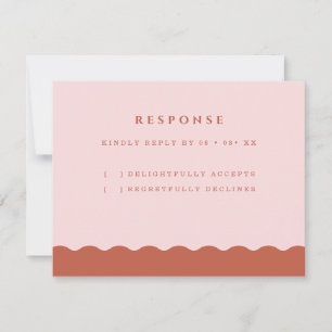 Boho Wavy Edge Terracotta & Blush Wedding RSVP Card
