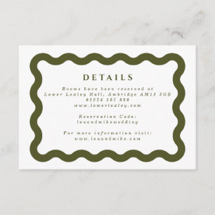 Boho Wavy Frame Green & White Wedding Details Enclosure Card