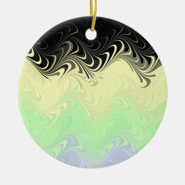 Boho Wavy Marbled Abstract Cassgender Pride Flag Ceramic Ornament (Front)