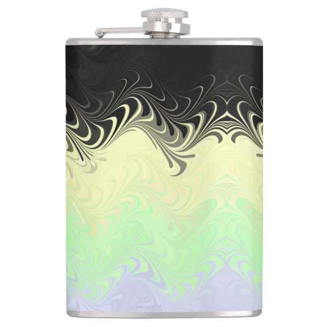 Boho Wavy Marbled Abstract Cassgender Pride Flag Hip Flask (Front)