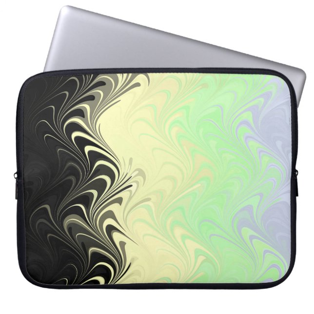 Boho Wavy Marbled Abstract Cassgender Pride Flag Laptop Sleeve (Front)