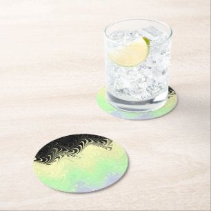 Boho Wavy Marbled Abstract Cassgender Pride Flag Round Paper Coaster
