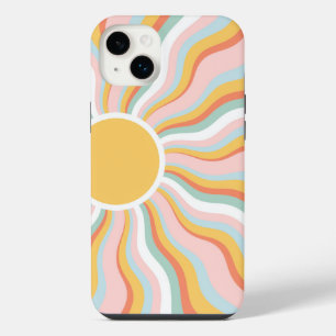 Boho Wavy Sun Rays Retro Design iPhone 14 Plus Case
