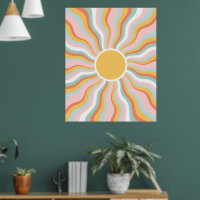 Boho Wavy Sun Rays Retro Design