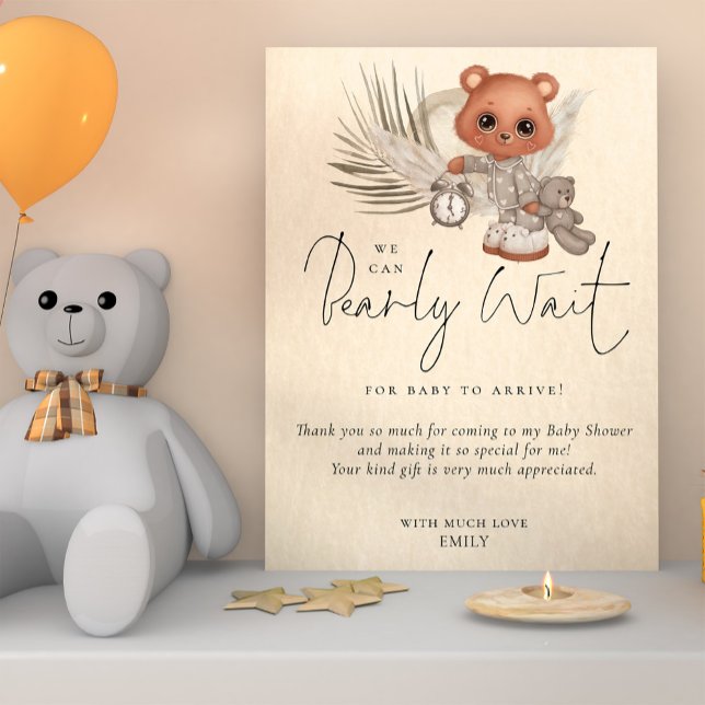 Boho We Can Bearly Wait Baby Shower Thanks Thank You Card (Creator Uploaded)