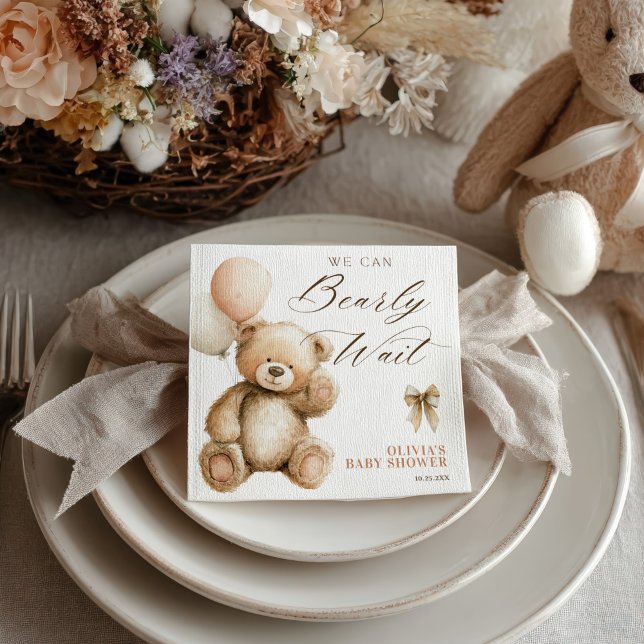 Boho We Can Bearly Wait Teddy Bear Baby Shower Napkin (Boho We Can Bearly Wait Teddy Bear Baby Shower Napkins)