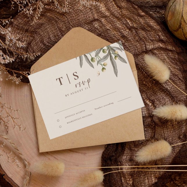 Boho Wedding Beige Botanical  RSVP Card (Creator Uploaded)
