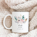 Boho Wedding Bouquet Personalized Bride Coffee Mug<br><div class="desc">Custom-designed bride coffee mug gift featuring classic elegant script and rustic boho wedding floral bouquet. Personalize with bride's name and wedding date for a unique bridal shower/party gift for the bride to be.</div>