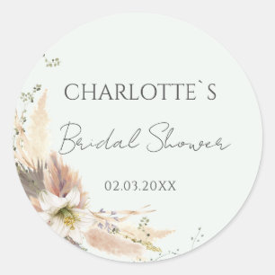 BOHO WEDDING BRIDAL SHOWER  CLASSIC ROUND STICKER