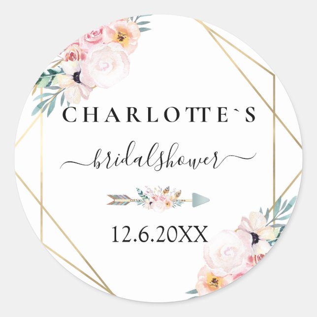 BOHO WEDDING BRIDAL SHOWER    CLASSIC ROUND STICKER (Front)