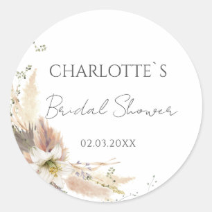 BOHO WEDDING BRIDAL SHOWER CLASSIC ROUND STICKER