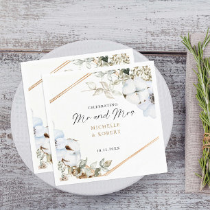 Boho Wedding Celebrating Mr & Mrs Custom Floral Napkin