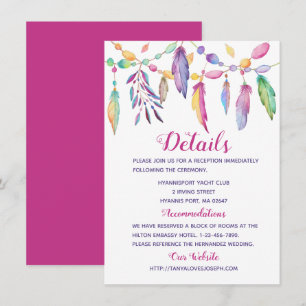 Boho Wedding Details Feathers Purple Indian Invitation