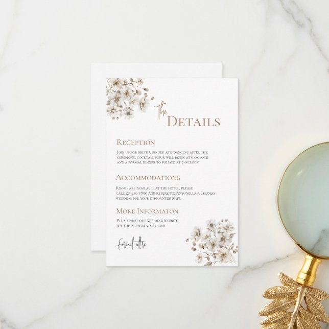 Boho Wedding Details Thank You Card (Front/Back In Situ)