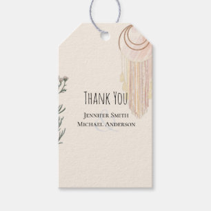 BOHO Wedding Dusty Blue Peach Dream Catcher Gift Tags