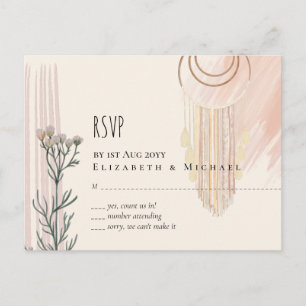 BOHO Wedding Dusty Blue Peach Dream Catcher Postcard