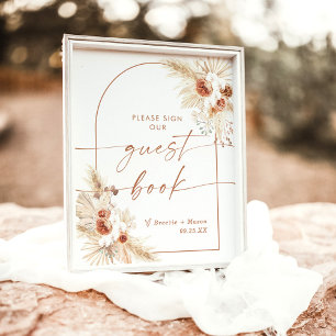 Boho Wedding Guest Book Sign   Arch Pampas Grass