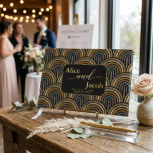 Boho Wedding Guest Book with Embroidered Pattern